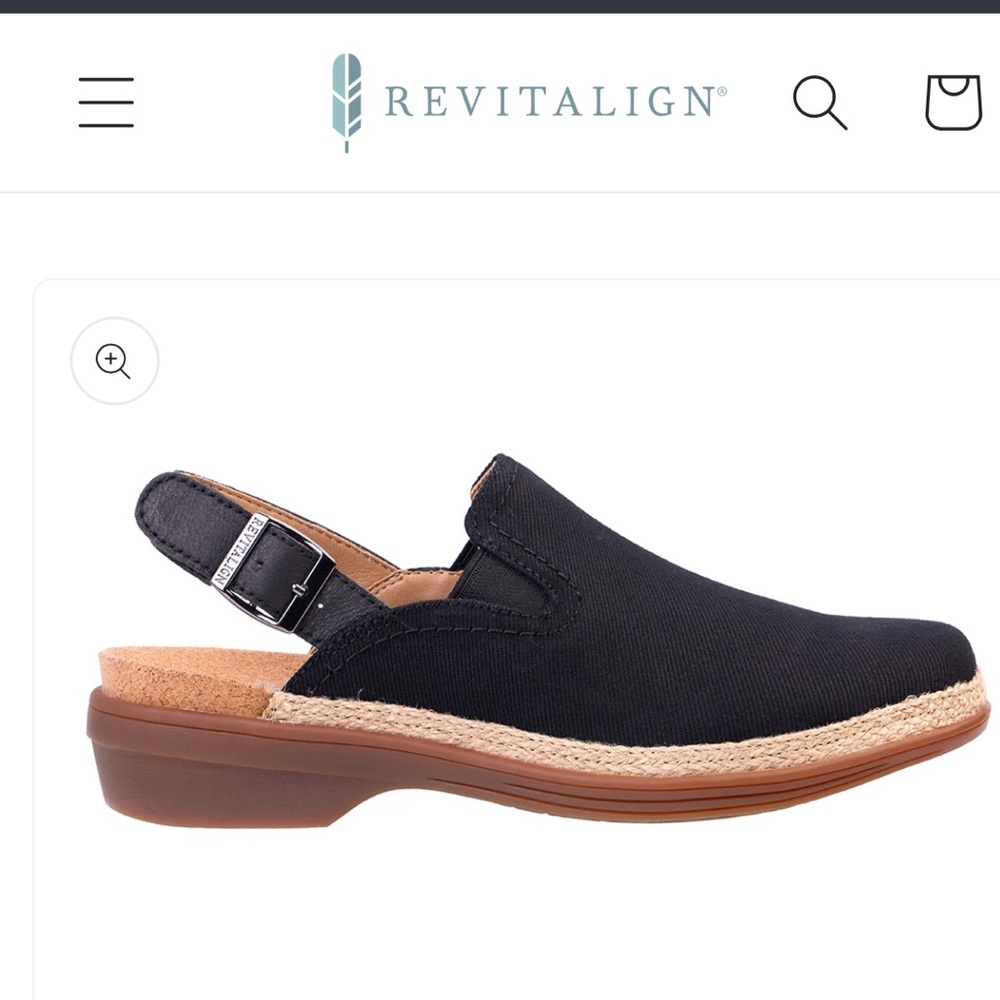 REVITALIGN Black Mules with Tan Sole 10M